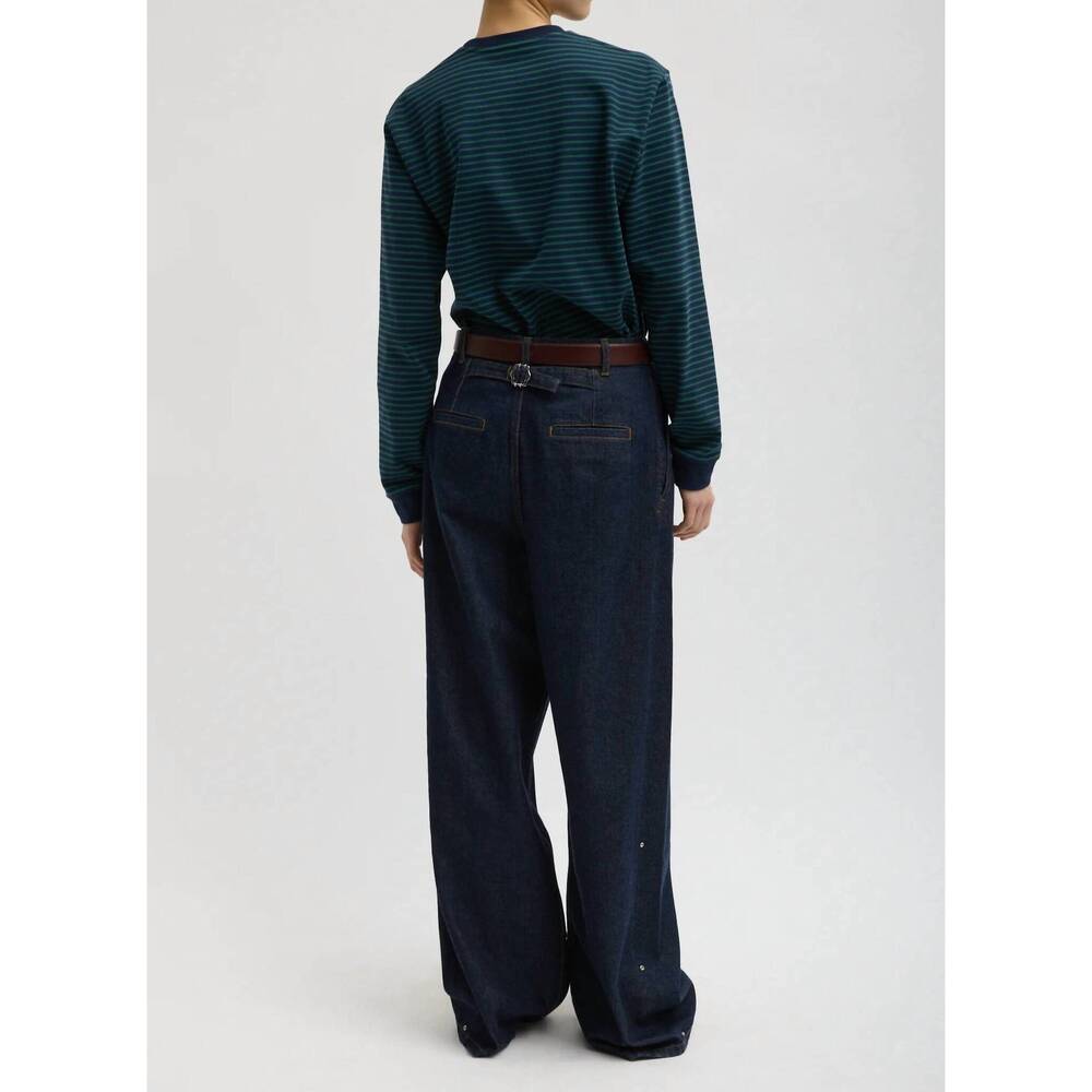 NEW TIBI denim triple pleat jean in indigo - Picture 3 of 5